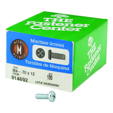 Hillman M4-0.7 X 12 in. L Phillips Pan Head Zinc-Plated Steel Metric Machine Screws 100 pk