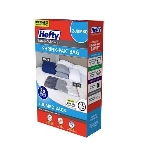 Hefty Shrink-Pak Clear Jumbo Vacuum Cube Storage Bags, Pack of 3