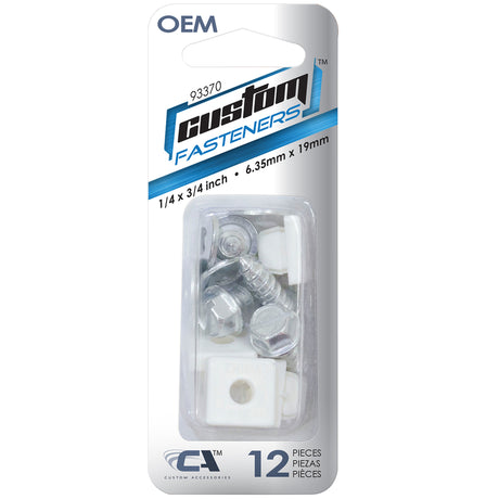Custom Accessories Metal/Nylon License Plate Fasteners, Pack of 6