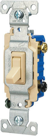 Eaton Wiring Devices C1303-7LTV-L Series Toggle Switch, Ivory, 15 A, 120 V, Cam Actuator, Polycarbonate Housing Material