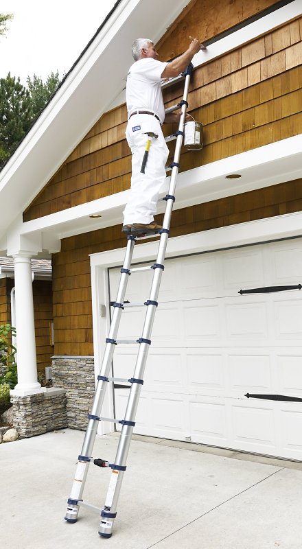 Xtend+Climb 785P Telescoping Ladder, 19-1/2 ft Max Reach H, 16-Step, 250 lb, 1-1/2 in D Step, Aluminum, Anodized