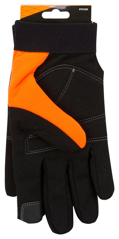 Diamondback 5959M Touchscreen Hi Visibility Mechanics Gloves, M, 55% Synthetic Leather 30% Spandex 10% Reflective Fabric 5% Elastic Band