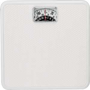 Taylor 20005014T Bathroom Scale, 300 lb Capacity, Analog Display, White, 10-3/4 in OAW, 10.3 in OAD, 1.8 in OAH