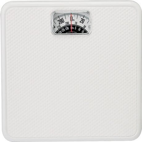 Taylor 20005014T Bathroom Scale, 300 lb Capacity, Analog Display, White, 10-3/4 in OAW, 10.3 in OAD, 1.8 in OAH