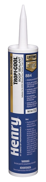 Henry 884 Tropi-Cool HE884004 Silicone Roof Sealant, White, 48 hr Curing, 35 deg F, 10.1 fl-oz Cartridge