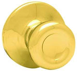 Kwikset 200T 3CPRCLRCS Passage Knob, Metal, Polished Brass, 2-3/8 to 2-3/4 in Backset, 1-3/8 to 1-3/4 in Thick Door