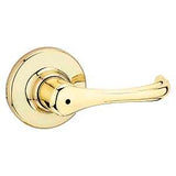 Kwikset 300DNL 3 CP RCL Privacy Lever, Turnbutton Lock, Polished Brass, Zinc, Residential, Re-Key Technology: SmartKey