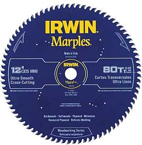 Irwin 1807384 Circular Saw Blade, 12 in Dia, 1 in Arbor, 80-Teeth, Carbide Cutting Edge