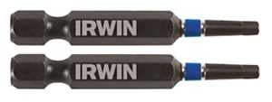 Irwin 1837468 Power Bit, #1 Drive, Square Recess Drive, 1/4 in Shank, Hex Shank, 2 in L, High-Grade S2 Tool Steel