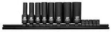 Irwin 1877481 Impact Socket Rail Set, 3/8 in Drive, Square Drive, 6-Point, Molybdenum Steel, Black Oxide