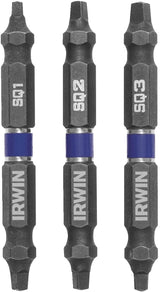 Irwin IWAF32DESQMIX3 Impact Bit Set, 3-Piece, Double-Ended, Steel, 3/PK