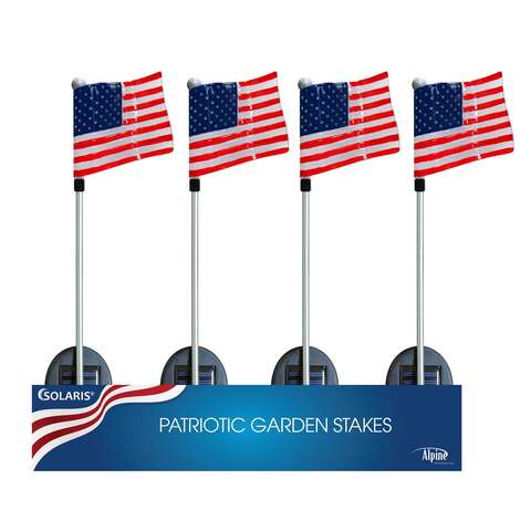 Alpine Solaris Multicolored Acrylic/Metal 34 in. H USA Flag Outdoor Garden Stake, Pack of 20