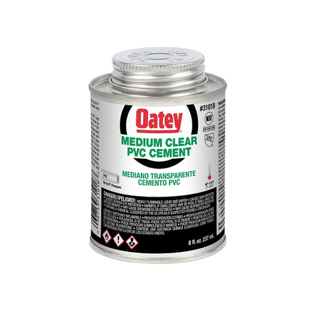 Oatey 31018 Medium-Bodied Fast Set Cement, 8 oz Can, Liquid, Clear, Pack of 24