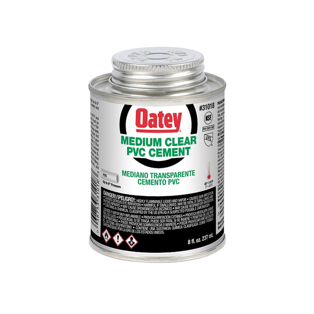 Oatey 31018 Medium-Bodied Fast Set Cement, 8 oz Can, Liquid, Clear, Pack of 24