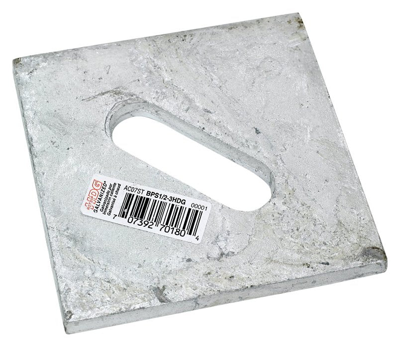 Simpson Strong-Tie BP Series BPS 1/2-3HDG Bearing Plate, 3 in L x 3 in W Dimensions, 3 ga, Steel, 1/PK, Pack of 50