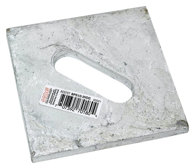 Simpson Strong-Tie BP Series BPS 1/2-3HDG Bearing Plate, 3 in L x 3 in W Dimensions, 3 ga, Steel, 1/PK, Pack of 50