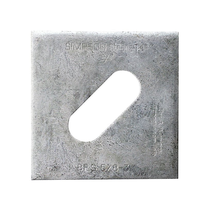 Simpson Strong-Tie BP Series BPS 5/8-3HDG Bearing Plate, 3 in L x 3 in W Dimensions, 3 ga, Steel, Hot-Dipped Galvanized, Pack of 50