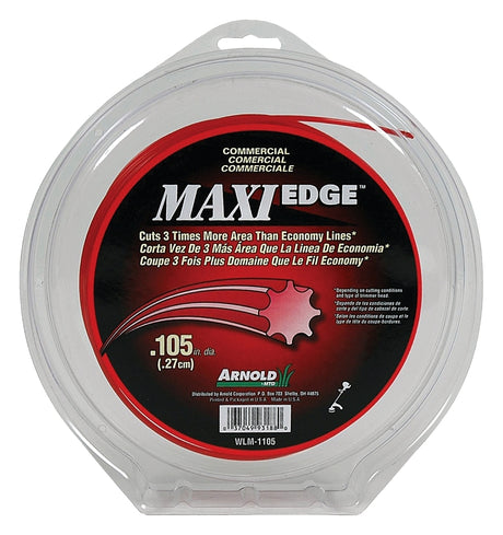 Arnold Maxi Edge Series WLM-1105 Trimmer Line, 0.105 in Dia, 165 ft L, Polymer, Red