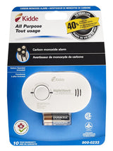 Kidde NightHawk 900-0233 Carbon Monoxide Alarm, 10 ft, +/-30 % Accuracy, 4 to 15 min Response, 85 dB, Wall, White