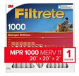 Filtrete Allergen Defense NADP02-2IN-4 Air Filter, 20 in L, 20 in W, 11 MERV, 1000 MPR, Polypropylene Frame, Pack of 4