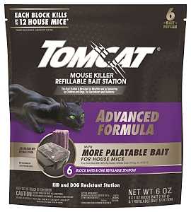 Tomcat 0372805 Mouse Killer Refillable Bait Station, 12 Mice Bait, Purple/Violet, 6/PK