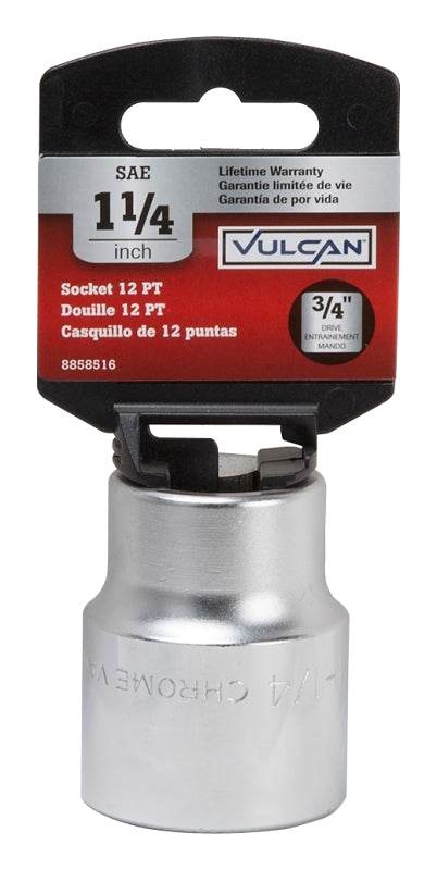 Vulcan MT-SS6040 Drive Socket, 1-1/4 in Socket, 3/4 in Drive, 12-Point, Chrome Vanadium Steel, Chrome