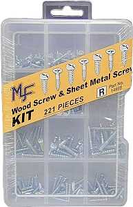 Midwest Fastener 14998 Screw Kit, Sheet Metal/Wood, 221-Piece