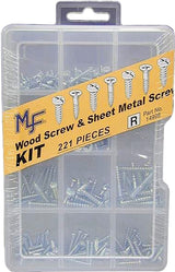 Midwest Fastener 14998 Screw Kit, Sheet Metal/Wood, 221-Piece