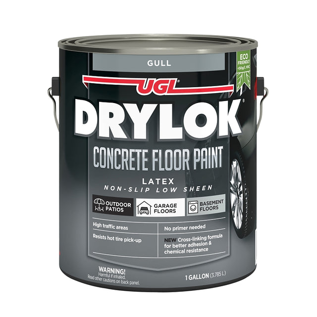 Drylok 89213 Concrete Floor Paint, Flat Sheen, Gull, 1 gal, 300 to 400 sq-ft/gal Coverage Area, Pack of 2