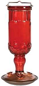 Perky-Pet 8119-2 Bird Feeder, 24 oz, 4-Port/Perch, Glass, Red, 11-1/2 in H, Pack of 2