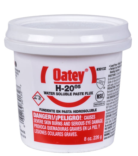 Oatey H-20 Series 30132 Water Soluble Flux, 8 oz, Paste, Light Yellow