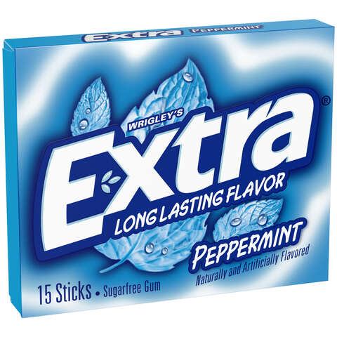 Wrigley's Extra Sugar Free Peppermint Chewing Gum 15 pc 0.11 oz, Pack of 10