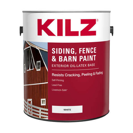 KILZ Flat White Oil-Based Barn and Fence Paint Exterior 1 gal, Pack of 4