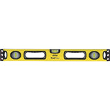 STANLEY 43-524 Box Beam Level, 24 in L, 3-Vial, 2-Hang Hole, Non-Magnetic, Aluminum, Yellow