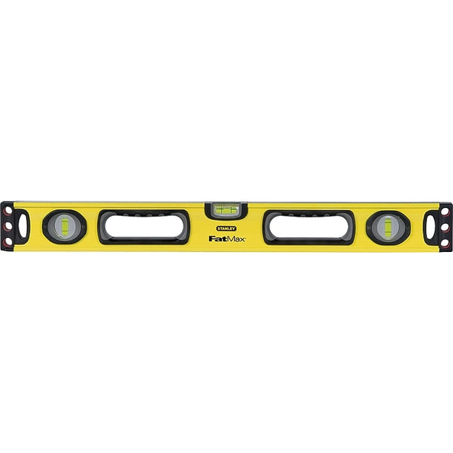 STANLEY 43-524 Box Beam Level, 24 in L, 3-Vial, 2-Hang Hole, Non-Magnetic, Aluminum, Yellow