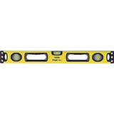 STANLEY 43-524 Box Beam Level, 24 in L, 3-Vial, 2-Hang Hole, Non-Magnetic, Aluminum, Yellow