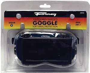 Forney 55301 Welding Goggles, 4-1/4 in L x 2 in W Lens, Glass Lens, Clear Lens, #5 Lens, Plastic Frame