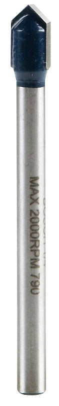 Bosch GT300 Drill Bit, 1/4 in Dia, 2-1/4 in OAL, Glass Bit, 1/4 in Dia Shank, Flat Shank