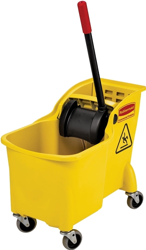 Rubbermaid FG738000YEL Bucket and Wringer Combo, 31 qt Capacity, Rectangular, Polypropylene Bucket/Pail