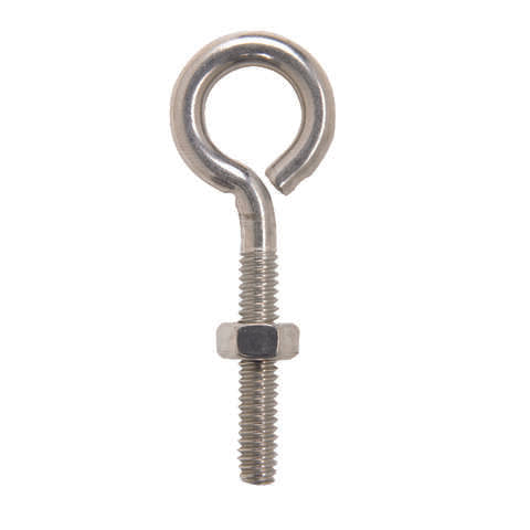 Hampton 1/4 in. X 2-5/8 in. L Stainless Stainless Steel Eyebolt Nut Included, Pack of 10