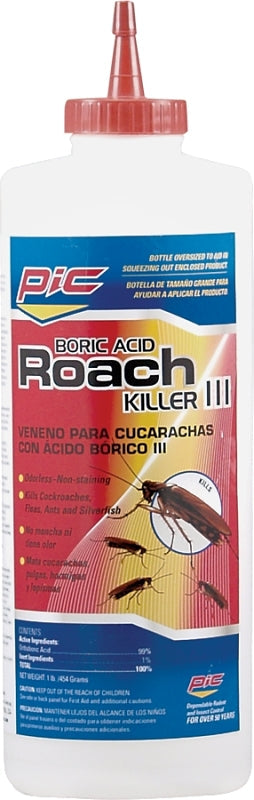 Pic BA-16 Roach Killer, Powder, Spray Application, 16 oz Bottle