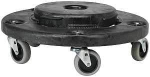 Rubbermaid FG264020BLA Trash Can Dolly, 350 lb, Plastic, Black, Pack of 2