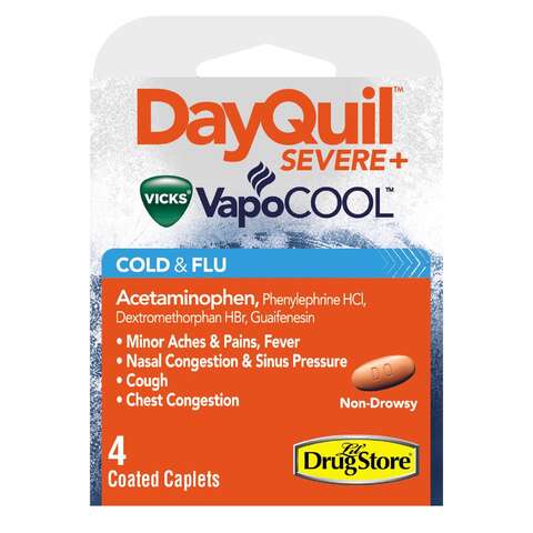 Vicks DayQuil VapoCOOL Orange Cold & Flu Relief 4 pc, Pack of 6