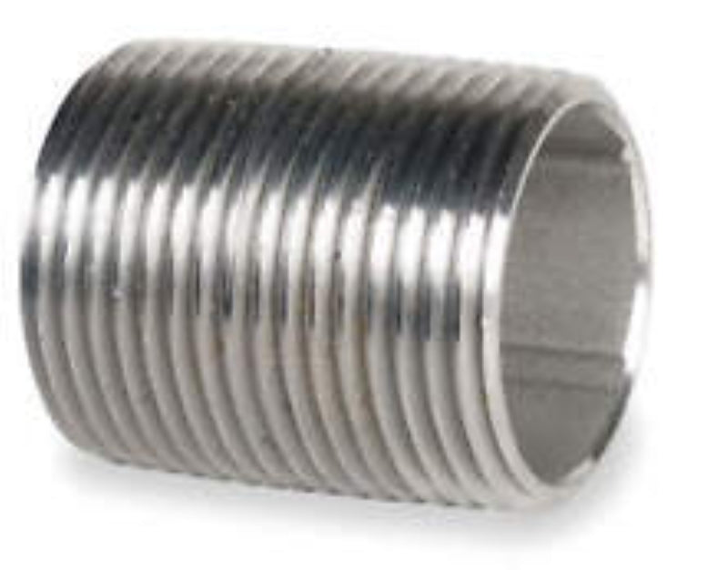 Midland Industries 48060B Close Pipe Nipple, 1/2 in, Stainless Steel, SCH 40 Schedule, 1-1/8 in L