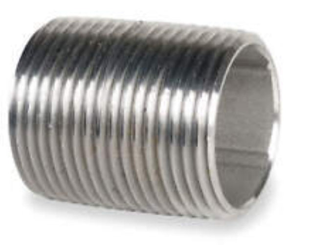Midland Industries 48060B Close Pipe Nipple, 1/2 in, Stainless Steel, SCH 40 Schedule, 1-1/8 in L