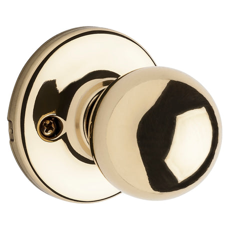 Kwikset 200P 3CPRCLRCS Passage Knob, Zinc, Polished Brass, 2-3/8 to 2-3/4 in Backset, 1-3/8 to 1-3/4 in Thick Door