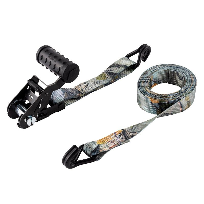 Keeper 43595 Ratchet Tie-Down, 1-1/4 in W, 12 ft L, 1000 lb, J-Hook End Fitting, Vinyl End Fitting