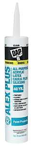 DAP ALEX PLUS 18156 Acrylic Latex Caulk with Silicone, Clear, -20 to 180 deg F, 10.1 fl-oz Cartridge, Pack of 12