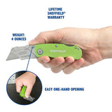 Sheffield 12615 Utility Knife, 1-Blade, Hi-Vis Green Handle
