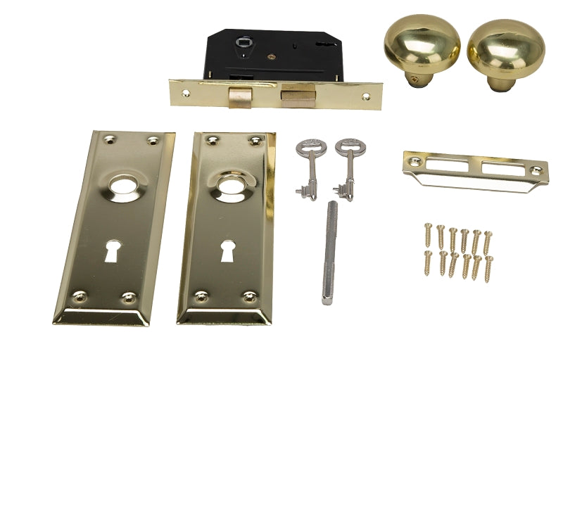 ProSource 6870372-3L Mortise Interior Lockset, Polished Brass, Steel, KW1 Keyway, Brass